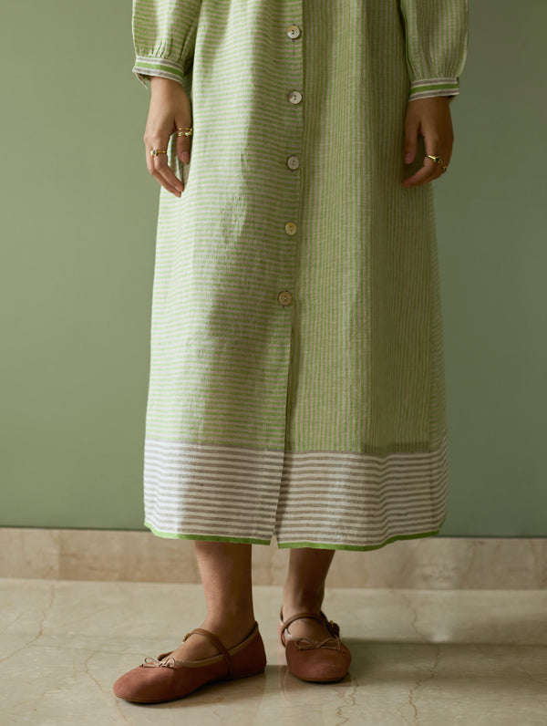 Liana Stripe Linen Dress - Meadow