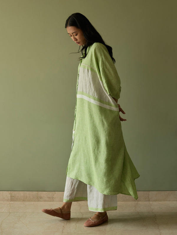 Bora Colour-Blocked Linen Kaftan Set - Meadow