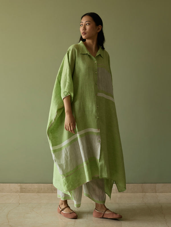 Bora Colour-Blocked Linen Kaftan Set - Meadow