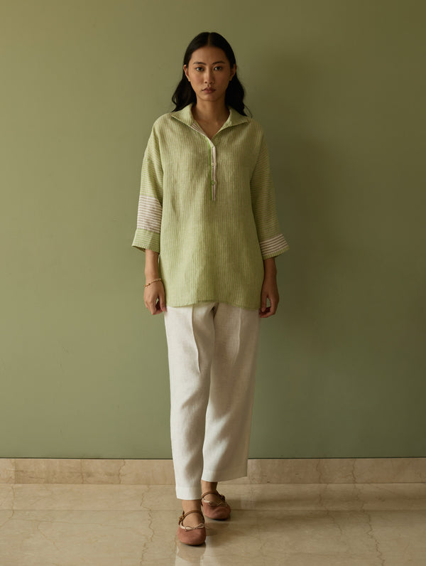 Risa Stripe Linen Shirt - Meadow