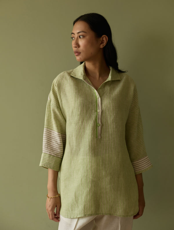 Risa Stripe Linen Shirt - Meadow