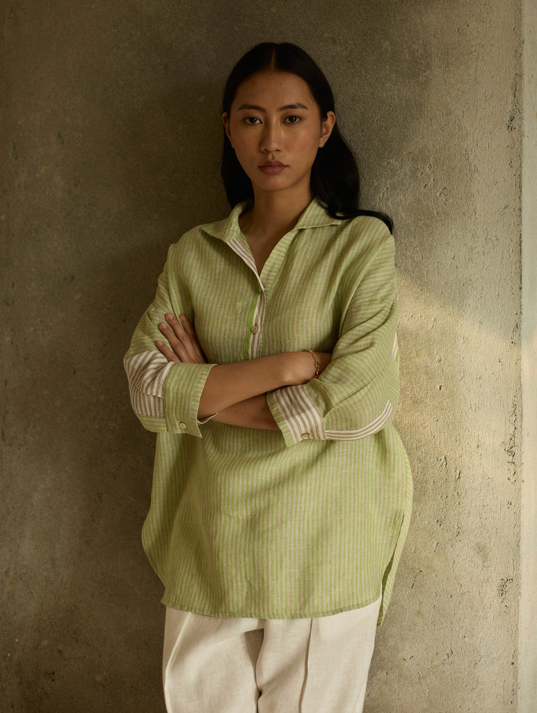 Risa Stripe Linen Co-ord Set - Meadow