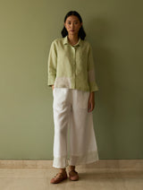 Tia Stripe Linen Cropped Shirt - Meadow