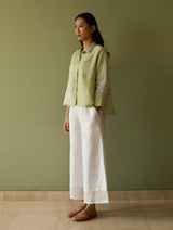 Tia Stripe Linen Cropped Shirt - Meadow