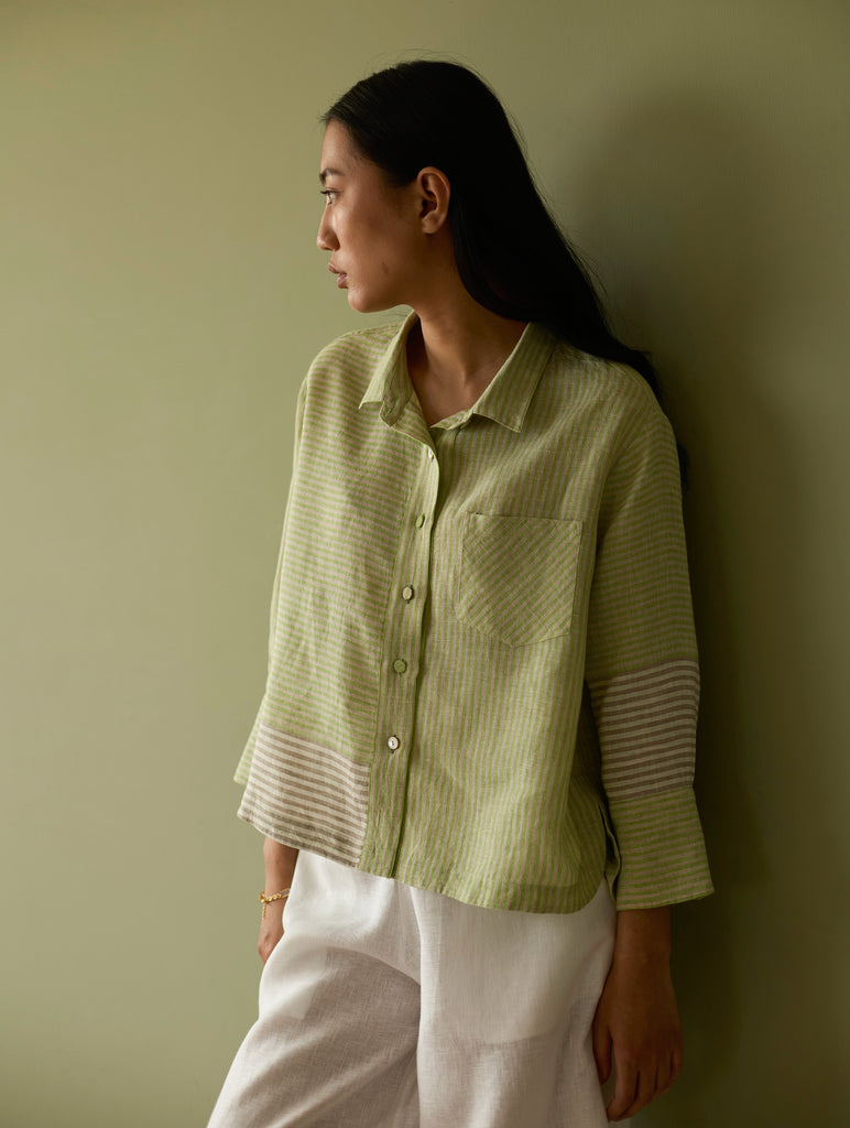 Tia Stripe Linen Co-ord Set - Meadow