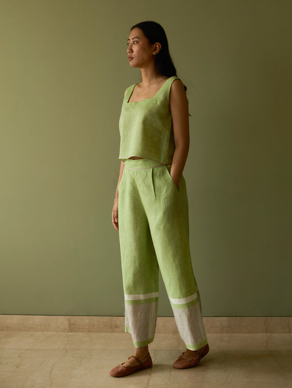 Della Border Linen Culottes - Meadow
