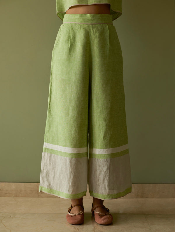 Mori Border Linen Shirt Kurta Set - Meadow