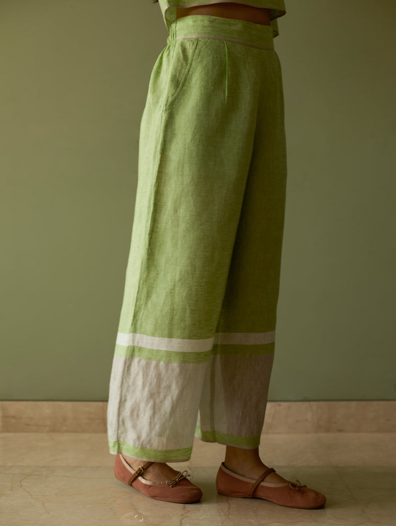 Pira Stripe Linen Tunic Kaftan Set - Meadow