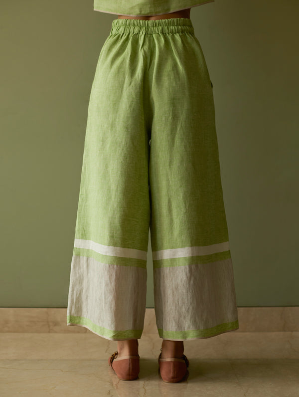 Della Border Linen Culottes - Meadow