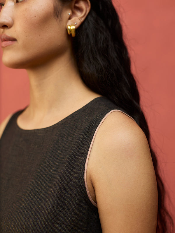 Juro Linen Parabola Dress - Charcoal