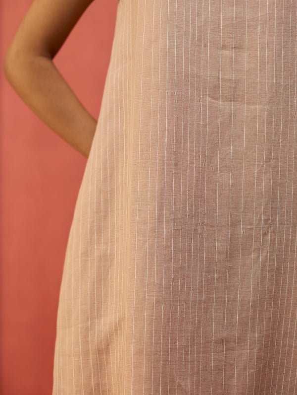 Juro Stripe Linen Parabola Dress - Rose