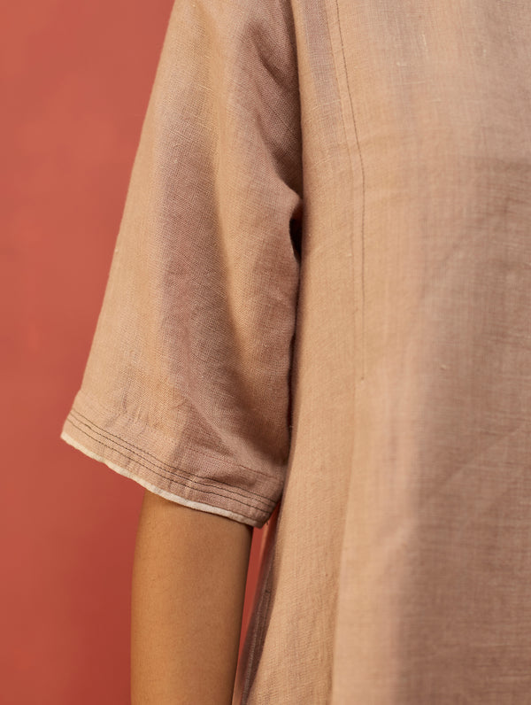 Maki Pleated Linen Dress - Dusty Rose