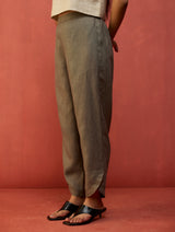 Bunka Stripe Linen Kurta Set - Grey