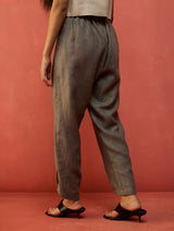 Etsu Yoke Linen Kurta Set - Grey