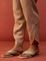 Ikis Overlapping Hem Linen Pants - Dusty Rose