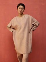 Etsu Yoke Linen Kurta - Dusty Rose