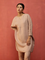 Etsu Yoke Linen Kurta - Dusty Rose