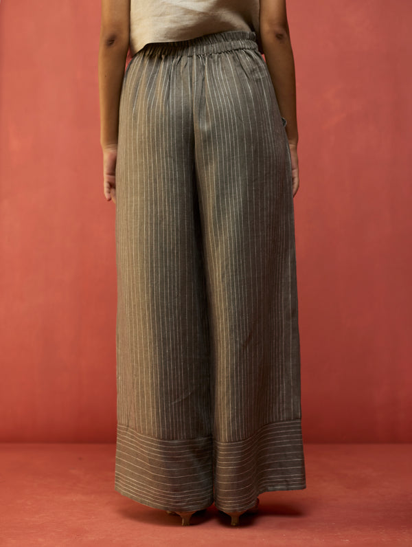 Juno Stripe Linen Pant - Grey