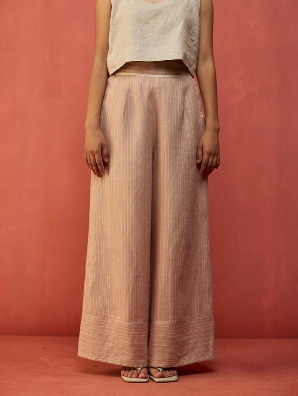 Juno Stripe Linen Pant - Dusty Rose