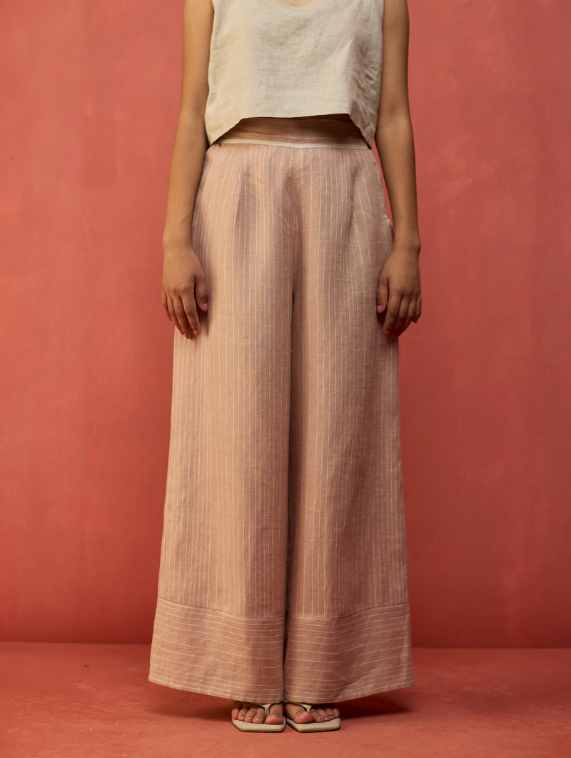 Juno Stripe Linen Pants - Dusty Rose