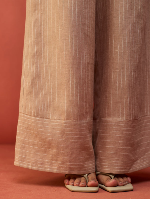 Juno Stripe Linen Pants - Dusty Rose
