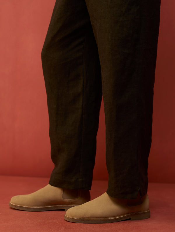 Keji Linen Pants- Olive Charcoal