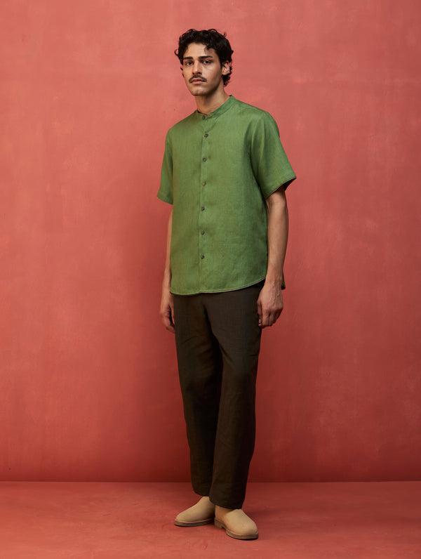 Shuko Linen Shirt - Fern Green
