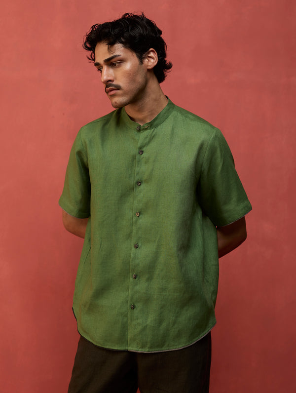 Shuko Linen Shirt - Fern Green