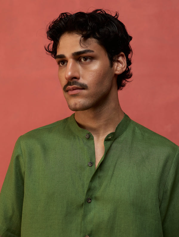 Shuko Linen Shirt - Fern Green