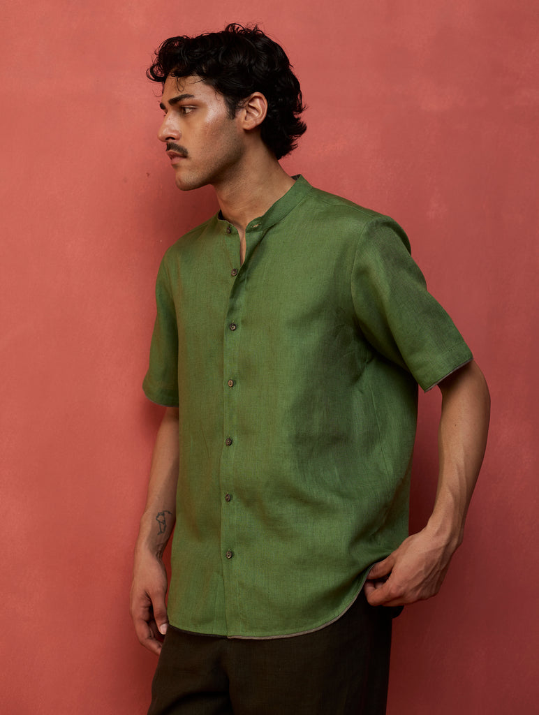 Shuko Linen Shirt - Fern Green