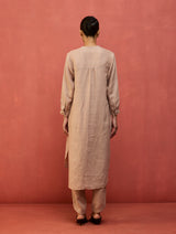 Bunka Stripe Linen Kurta - Dusty Rose
