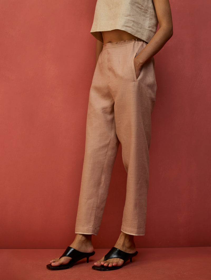 Wera Tapered Linen Pants - Dusty Rose