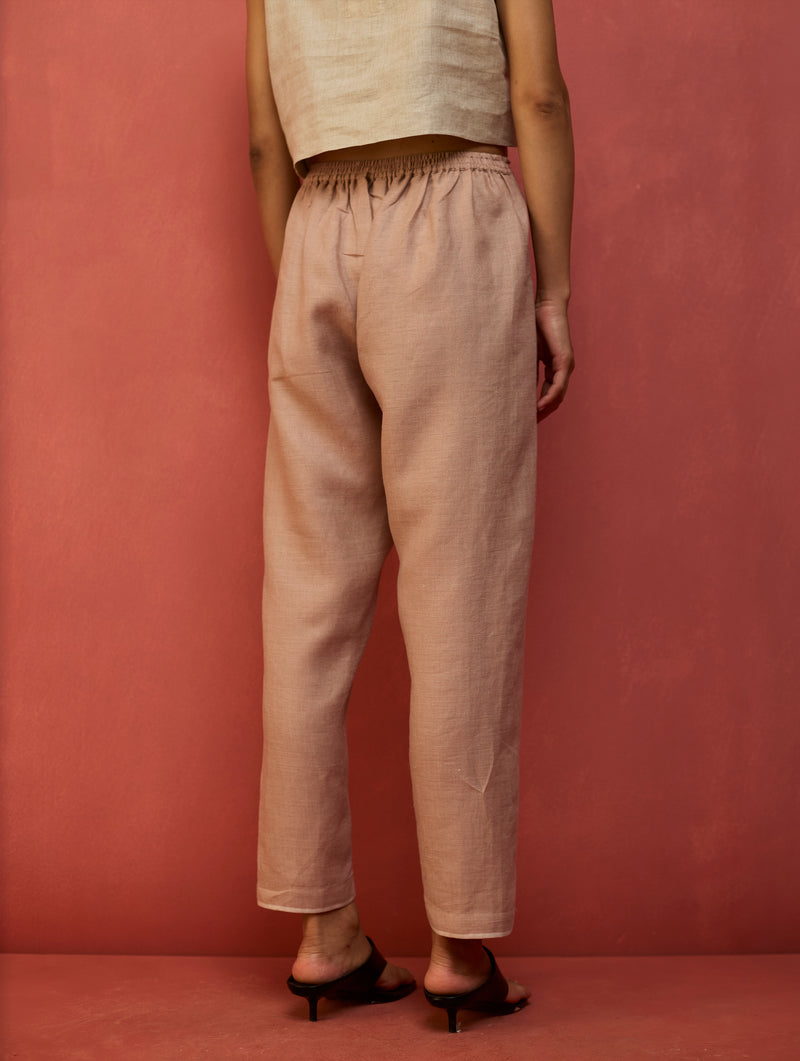 Wera Tapered Linen Pants - Dusty Rose
