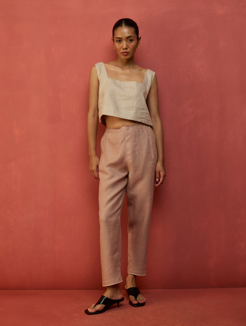 Wera Tapered Linen Pants - Dusty Rose