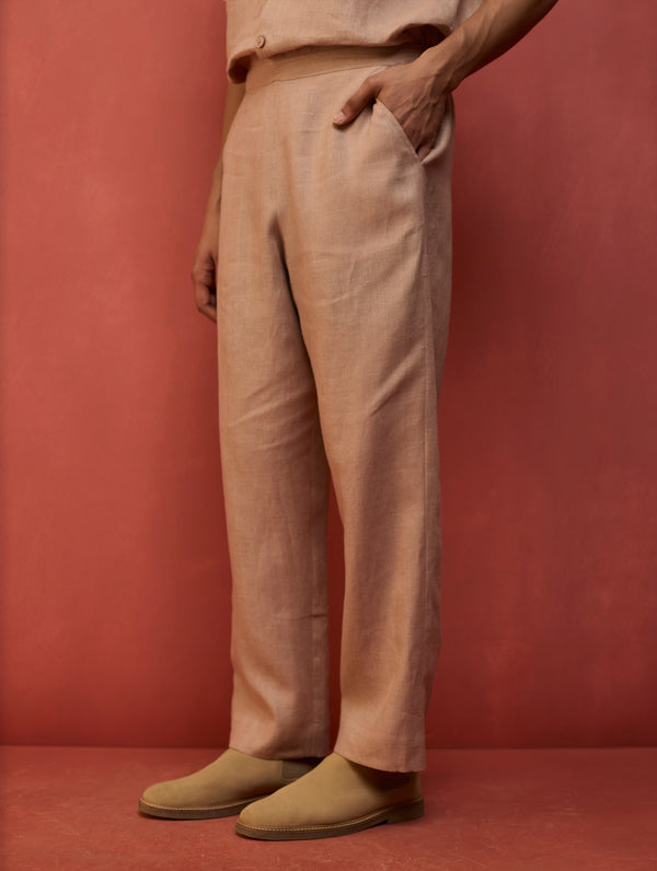 Maso Stripe Linen Kurta Set - Dusty Rose