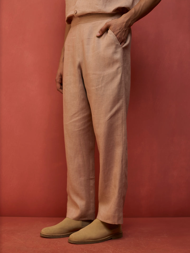 Jiro Timeless Linen Kurta Set - Dusty Rose