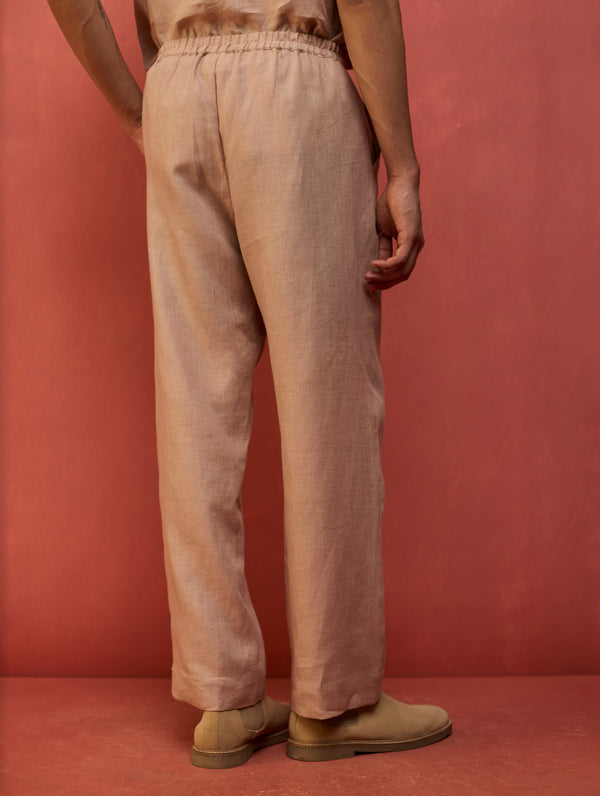 Maso Stripe Linen Kurta Set - Dusty Rose