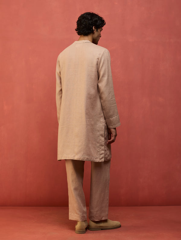 Jiro Timeless Linen Kurta - Dusty Rose