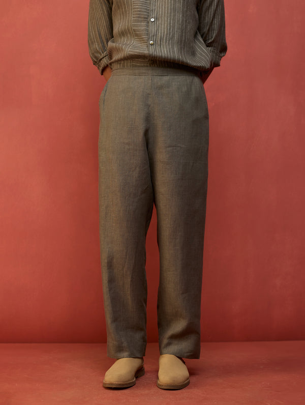 Jiro Timeless Linen Kurta Set - Grey