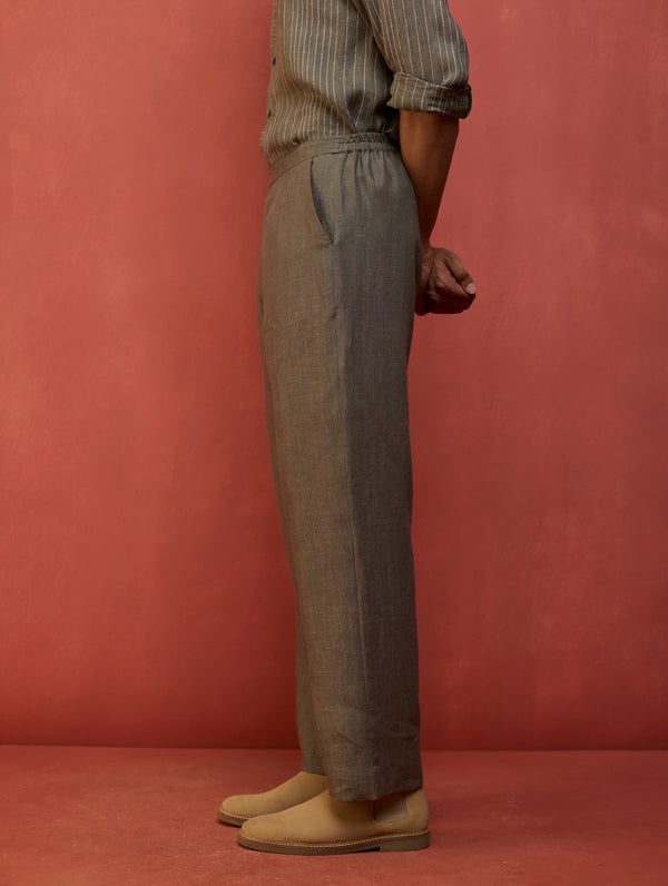 Jiro Timeless Linen Kurta Set - Grey