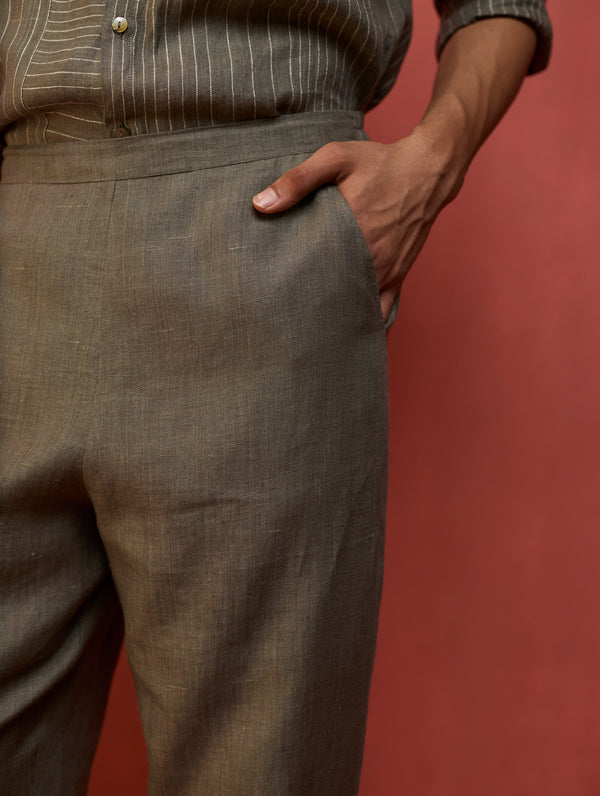 Jiro Timeless Linen Kurta Set - Grey