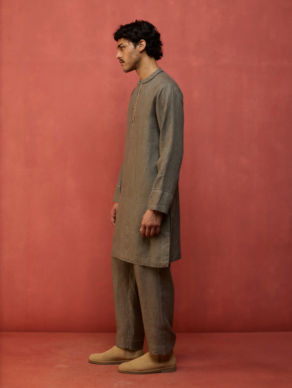 Jiro Timeless Linen Kurta - Grey