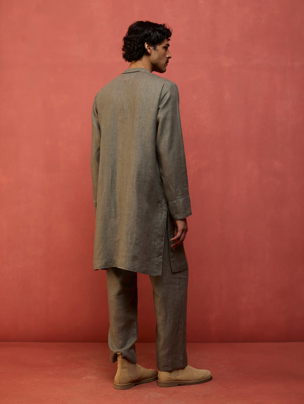 Jiro Timeless Linen Kurta - Grey