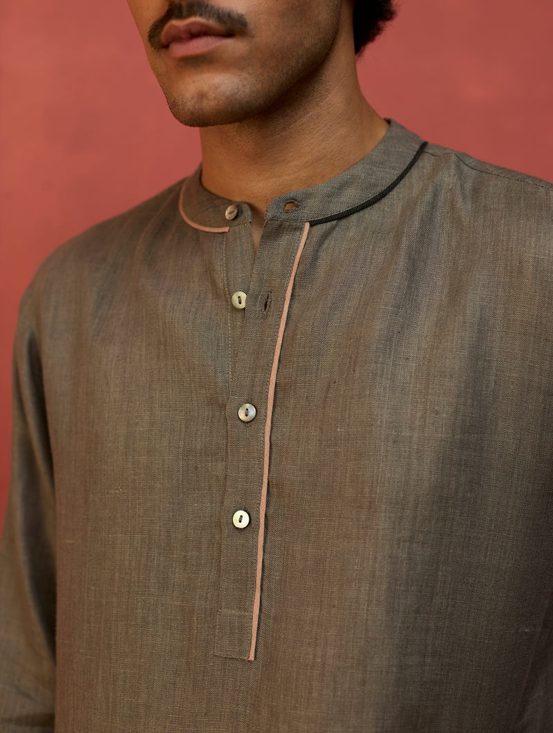 Jiro Timeless Linen Kurta - Grey