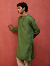 Jiro Timeless Linen Kurta - Fern Green