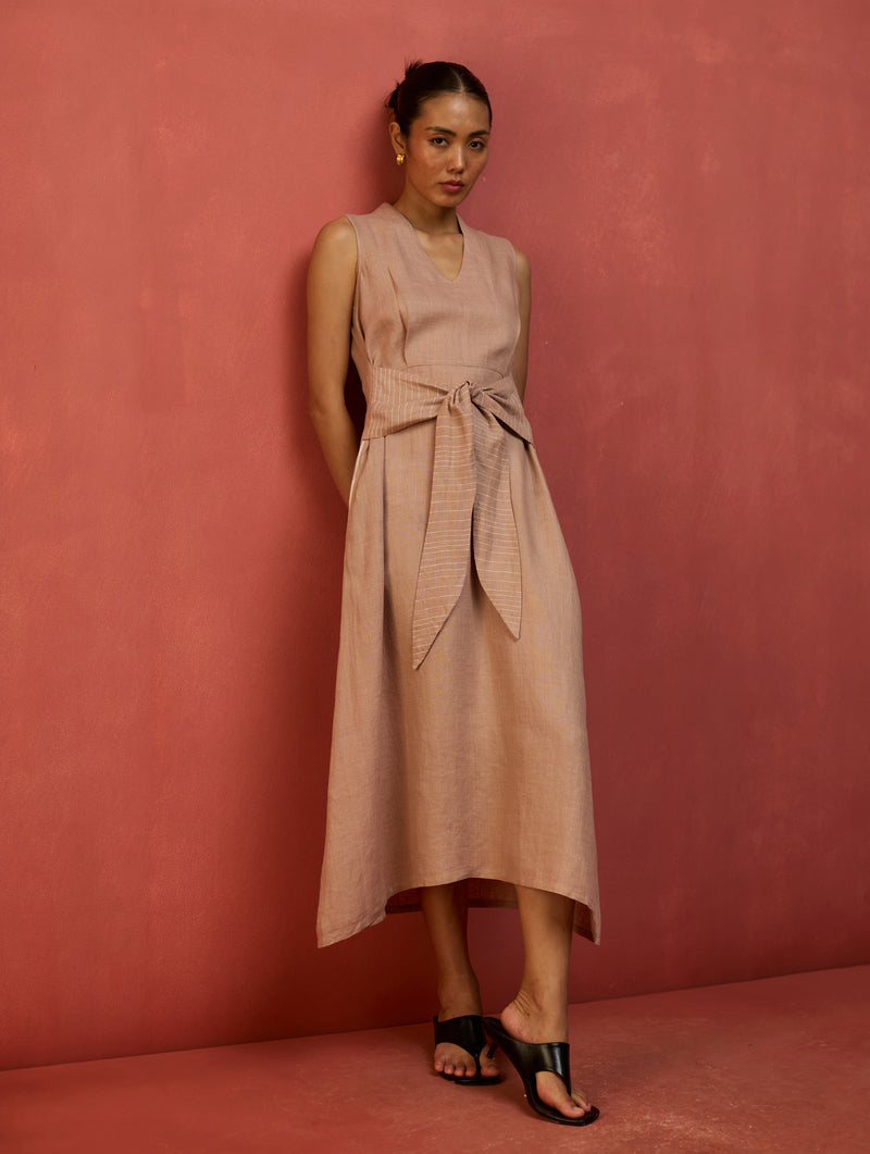 linen knot dress Linen Knot Strap Dress La Garonne