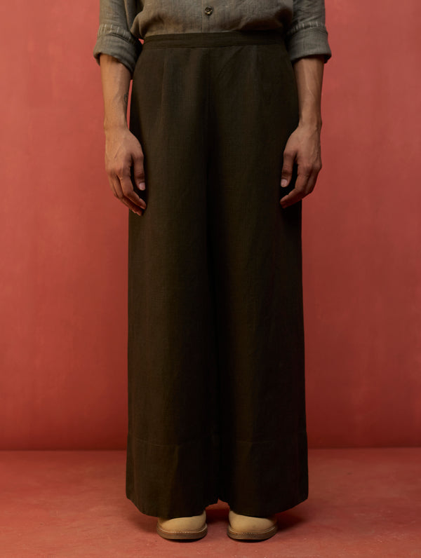 Anker Broad Hem Trousers - Olive Charcoal