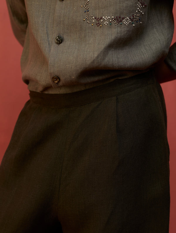 Anker Broad Hem Trousers - Olive Charcoal