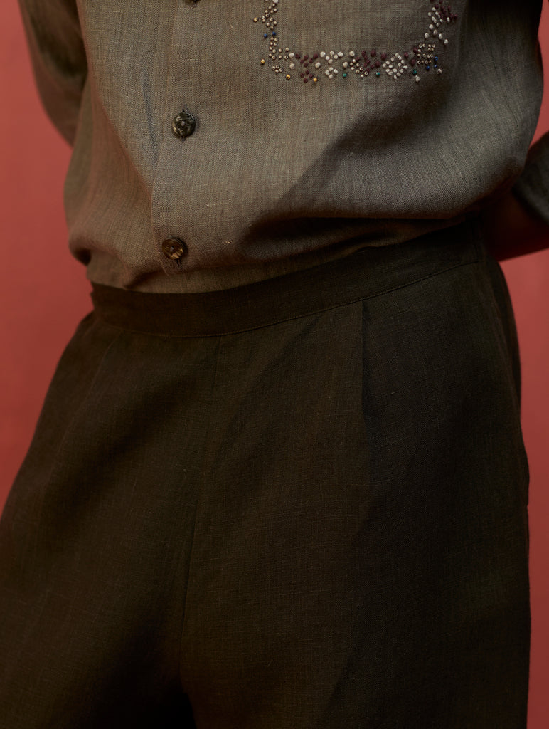 Anker Broad Hem Trousers - Olive Charcoal