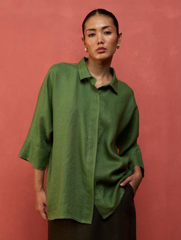 Yoko Forever Linen Shirt - Fern Green